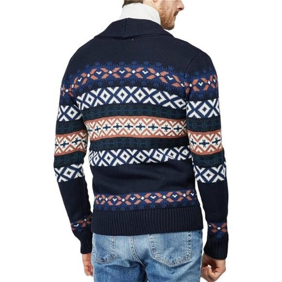 Mens Casual Comfortable Fit Cardigan Sweater Cmocal064-navy - Picture 5 of 6